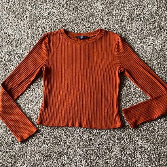 One Clothing Los Angeles Tops - Chic Rust Ribbed Long Sleeve Top G